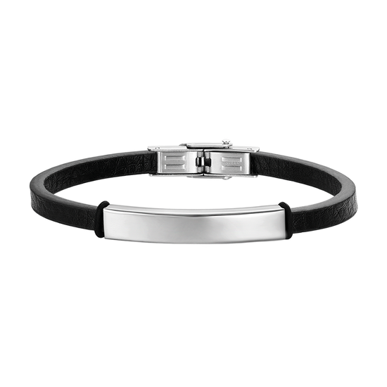 PULSERA DE CUERO PARA HOMBRE CON PLACA DE ACERO