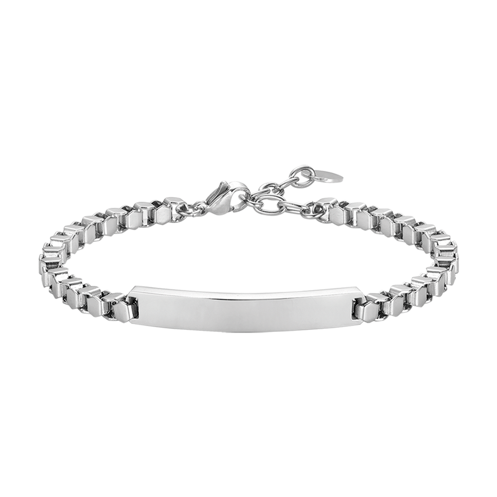 PULSERA DE ACERO PARA HOMBRE CON PLACA DE ESLABONES DE CADENA