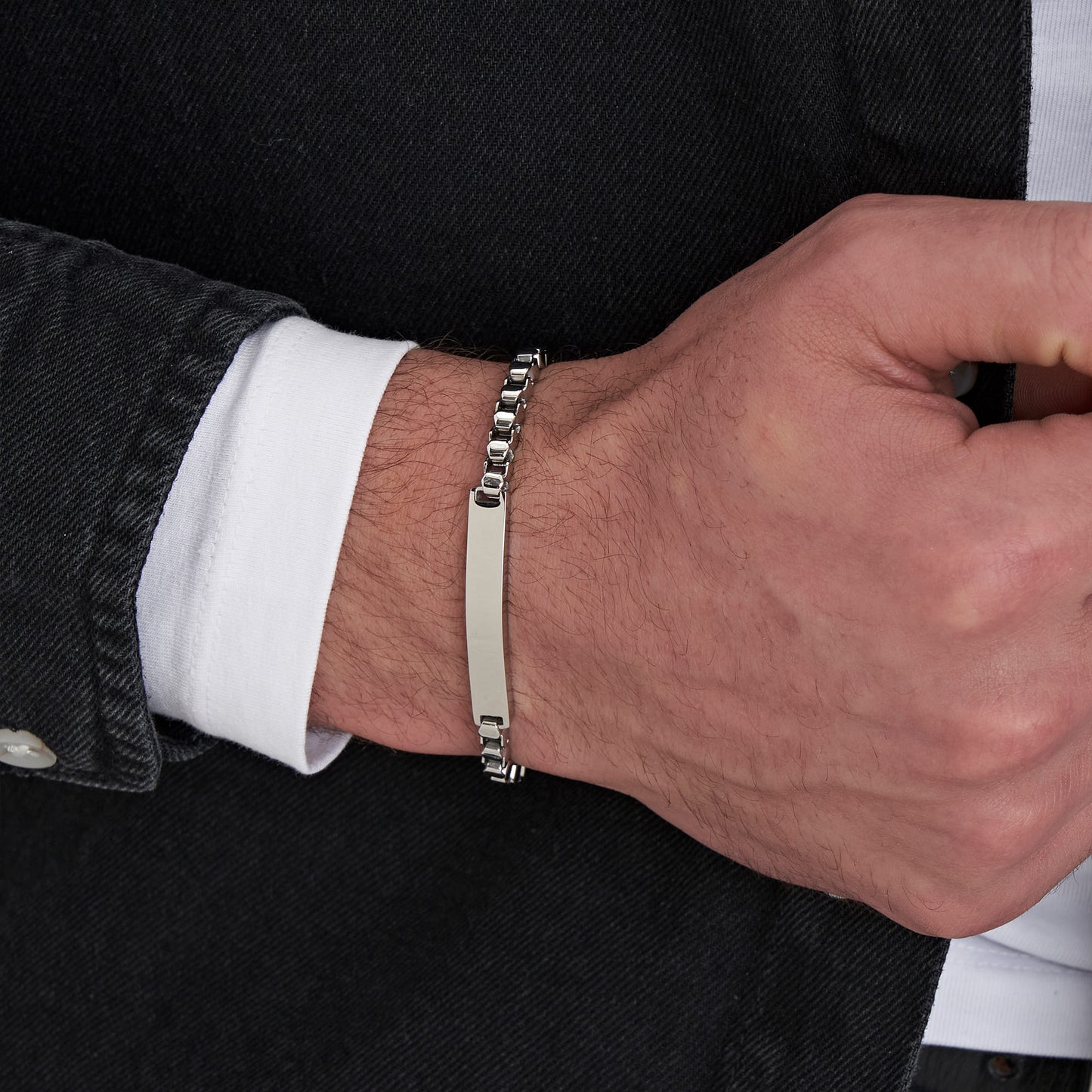 PULSERA DE ACERO PARA HOMBRE CON PLACA PERSONALIZABLE