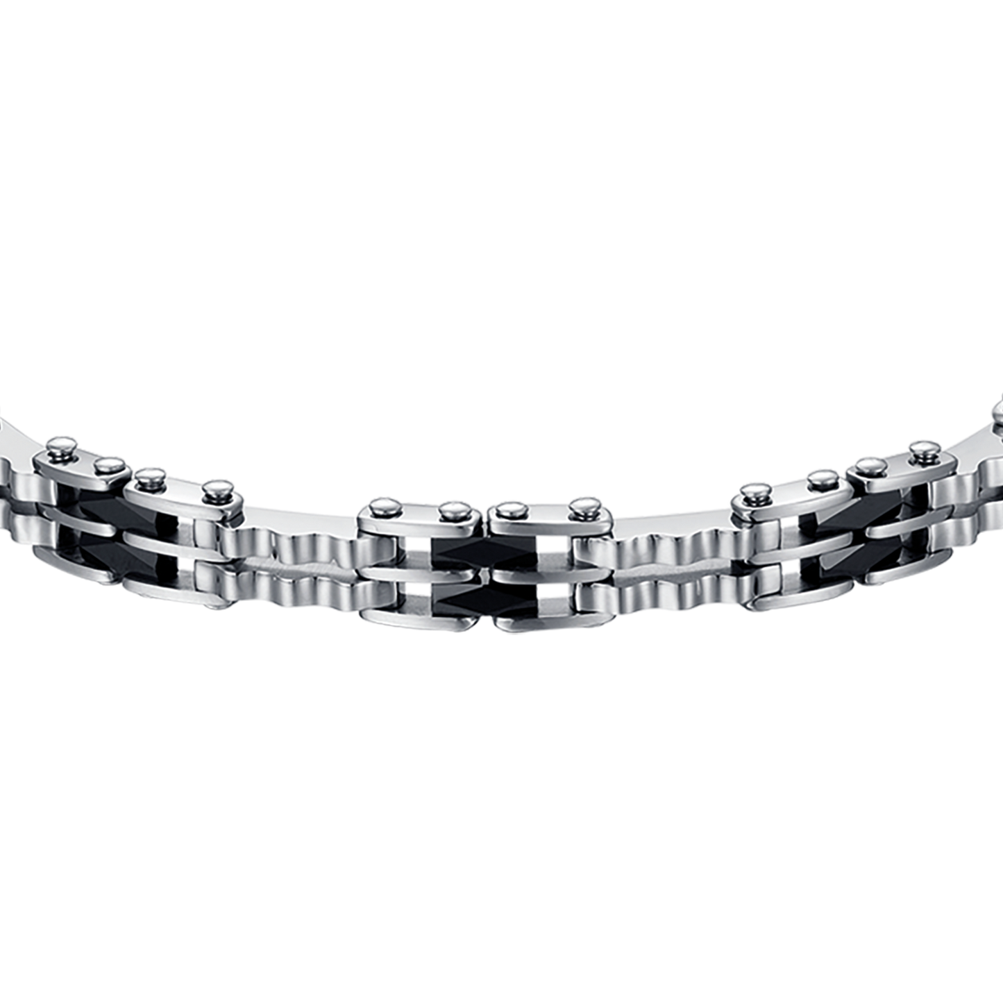 PULSERA DE ACERO PARA HOMBRE CON ESLABONES DE CERÁMICA NEGRA