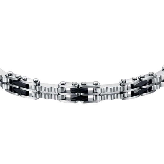 PULSERA DE ACERO PARA HOMBRE CON ESLABONES DE CERÁMICA NEGRA