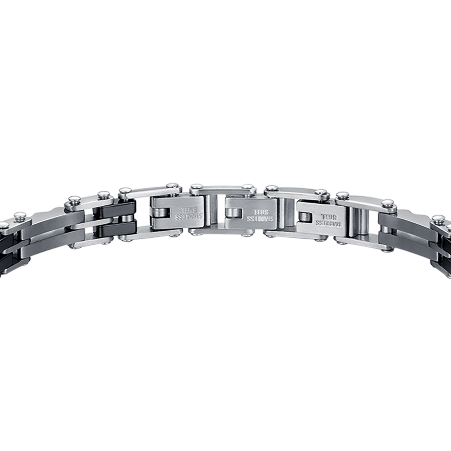 PULSERA DE ACERO PARA HOMBRE CON ESLABONES DE CERÁMICA NEGRA