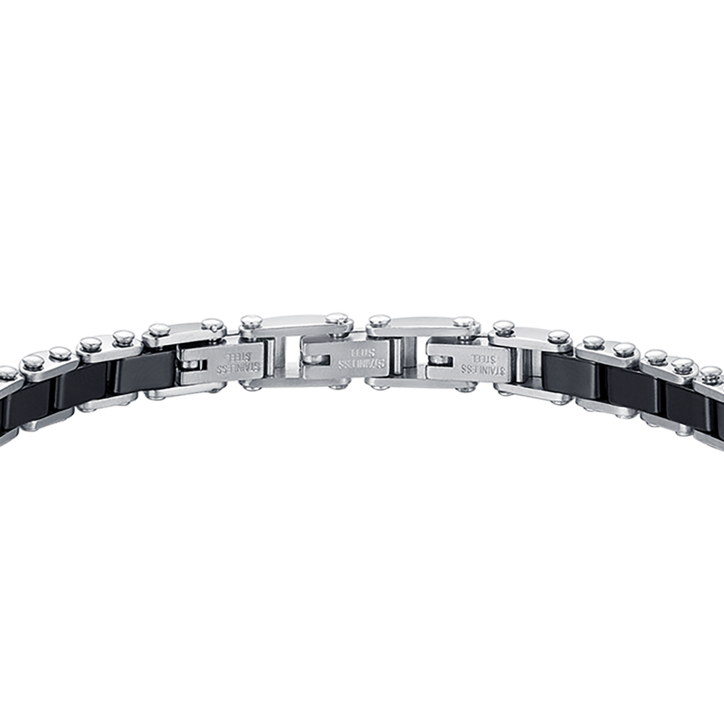 BRAZALETE DE ACERO PARA HOMBRE CON ELEMENTOS DE CERÁMICA NEGRA