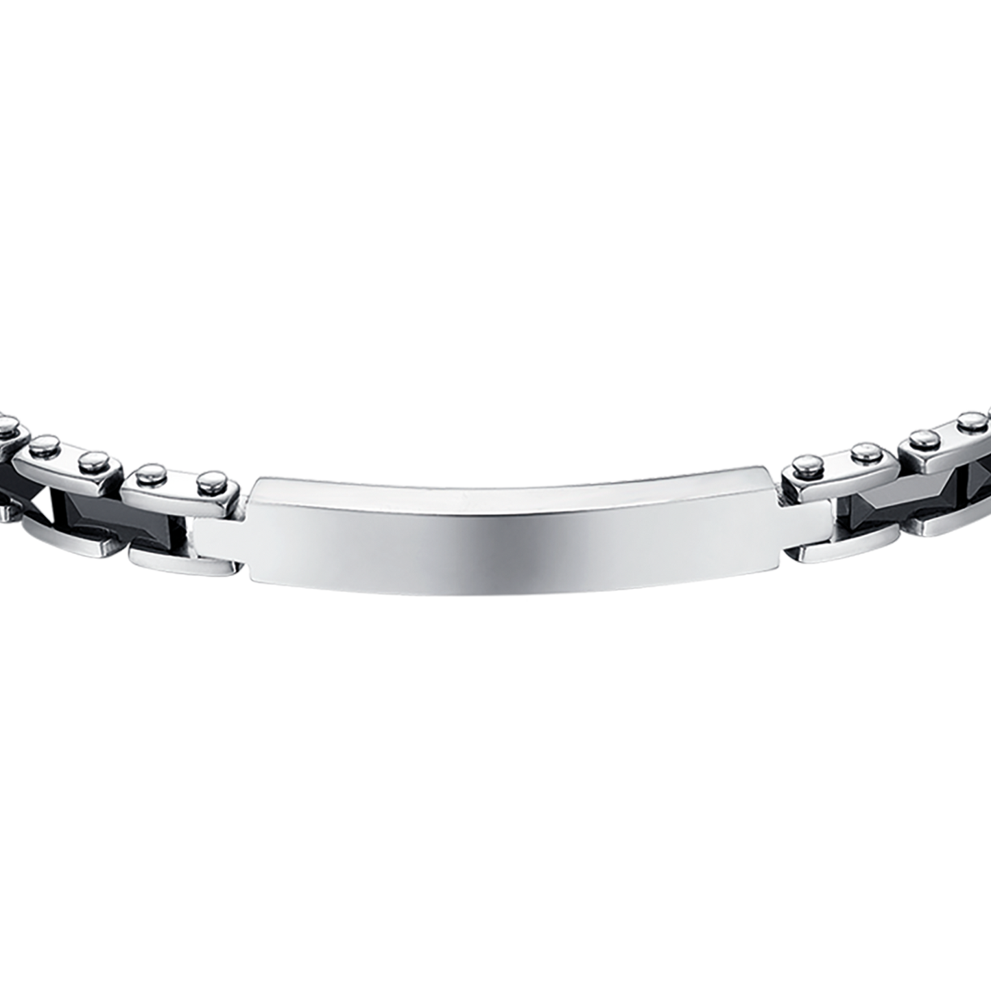 PULSERA DE ACERO PARA HOMBRE CON ELEMENTOS DE CERÁMICA NEGRA Y ESLABONES NEGROS
