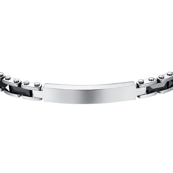 PULSERA DE ACERO PARA HOMBRE CON ELEMENTOS DE CERÁMICA NEGRA Y ESLABONES NEGROS