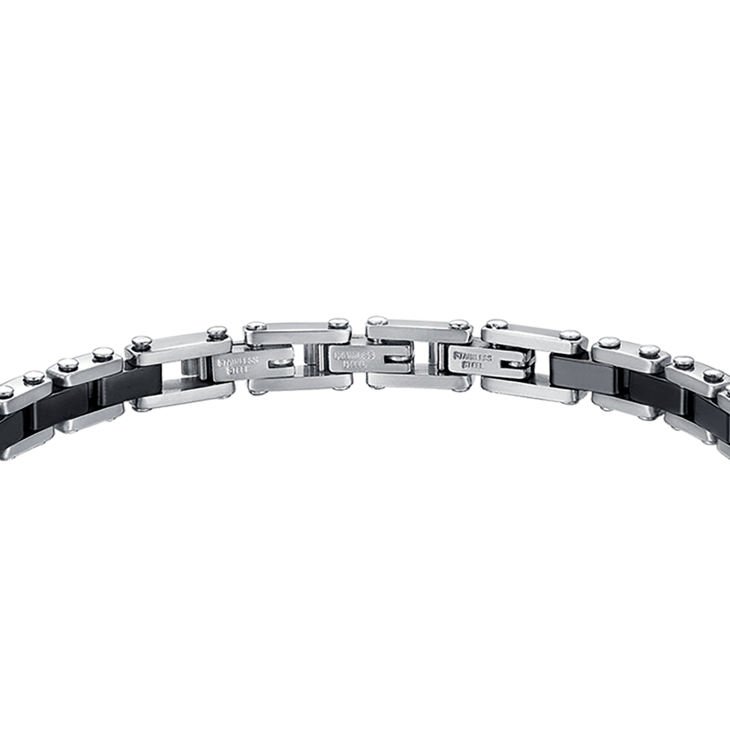 BRAZALETE DE ACERO PARA HOMBRE CON ELEMENTOS DE CERÁMICA NEGRA