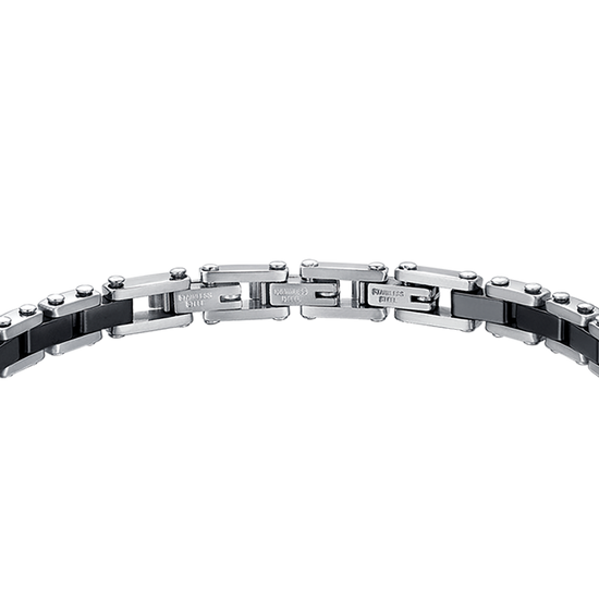 BRAZALETE DE ACERO PARA HOMBRE CON ELEMENTOS DE CERÁMICA NEGRA