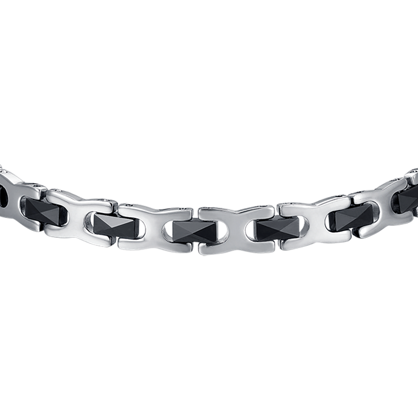BRAZALETE DE ACERO PARA HOMBRE CON ELEMENTOS DE CERÁMICA NEGRA