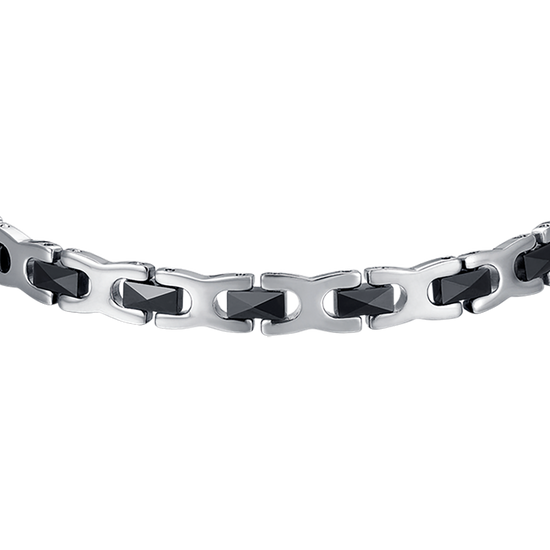 BRAZALETE DE ACERO PARA HOMBRE CON ELEMENTOS DE CERÁMICA NEGRA