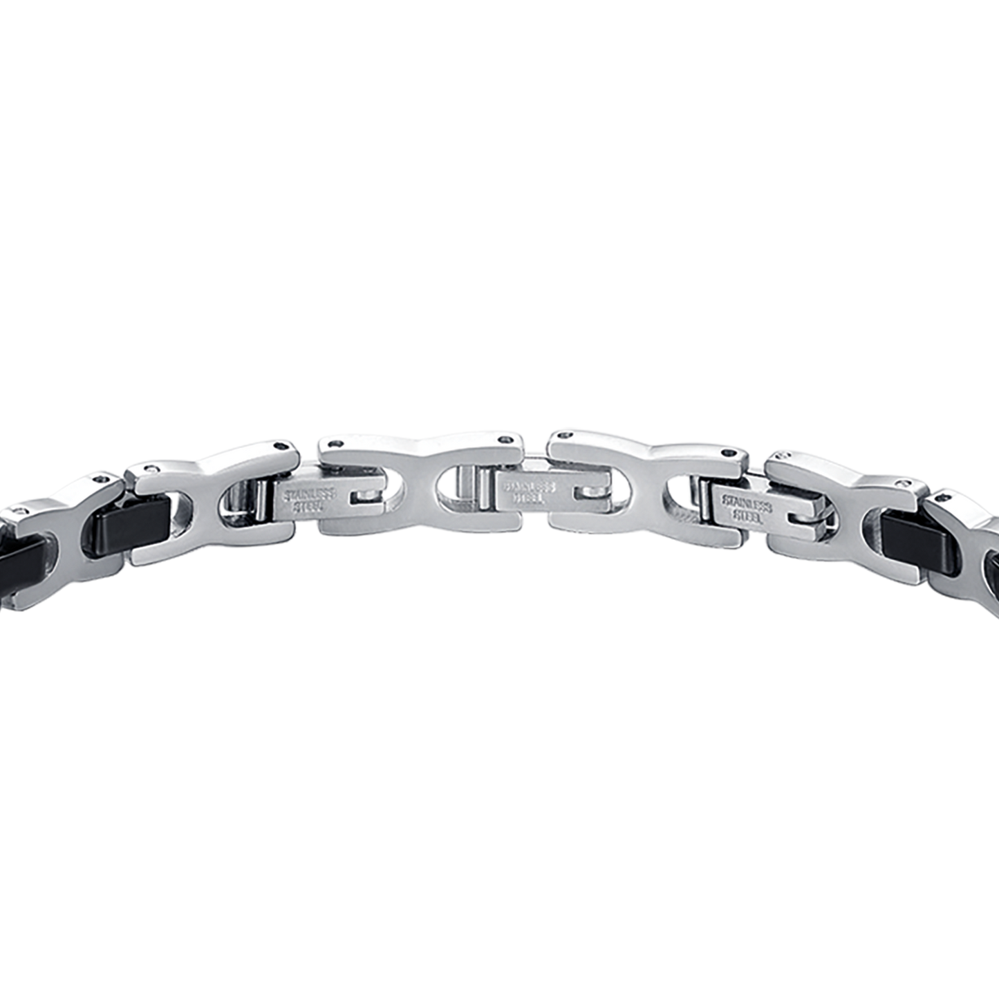 BRAZALETE DE ACERO PARA HOMBRE CON ELEMENTOS DE CERÁMICA NEGRA