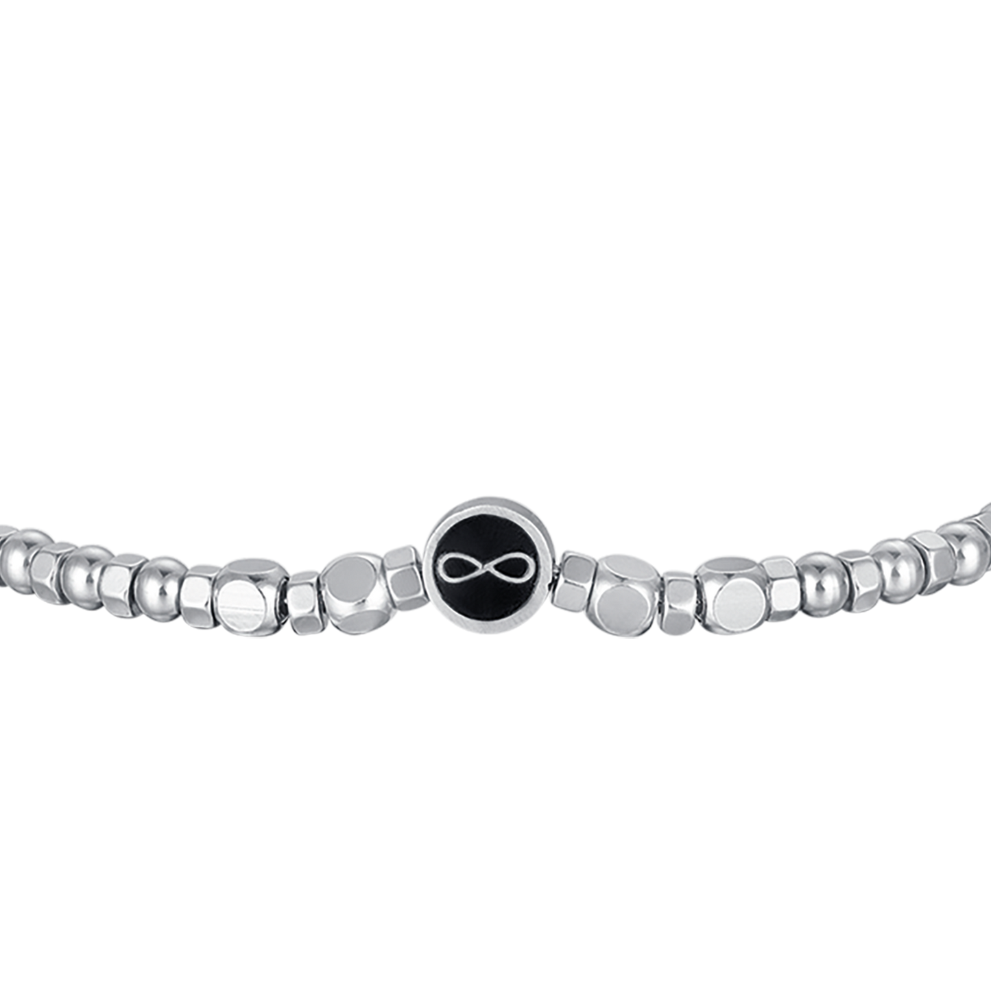 PULSERA DE ACERO PARA HOMBRE CON ÁGATA NEGRA E INFINITO