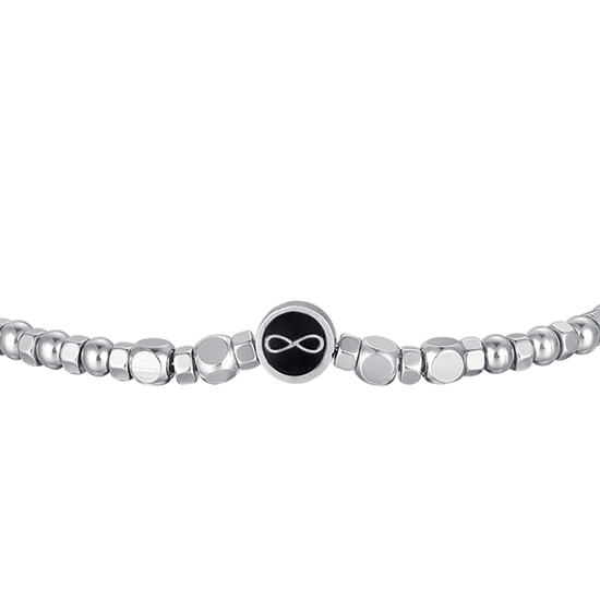 PULSERA DE ACERO PARA HOMBRE CON ÁGATA NEGRA E INFINITO