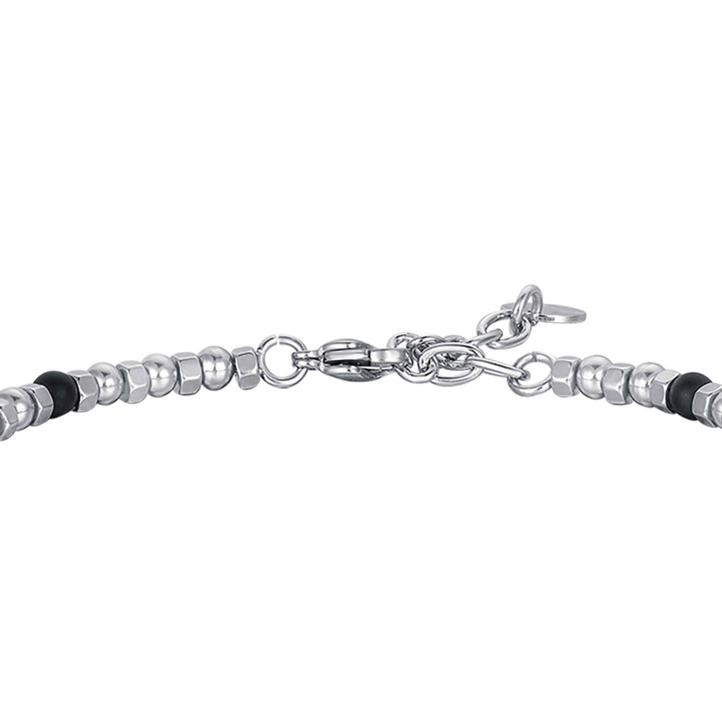 PULSERA DE ACERO PARA HOMBRE CON ÁGATA NEGRA E INFINITO