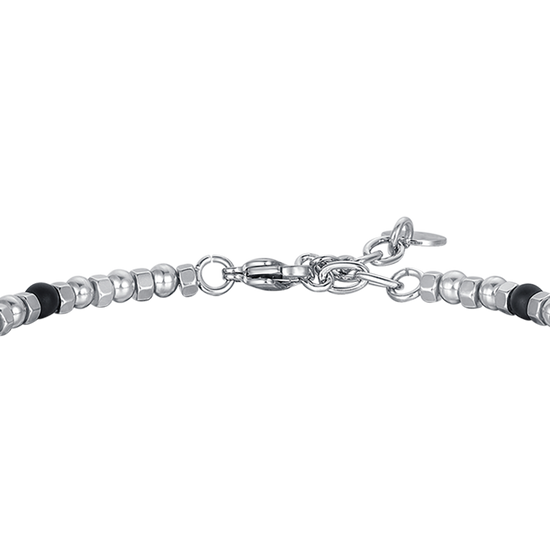 PULSERA DE ACERO PARA HOMBRE CON ÁGATA NEGRA E INFINITO