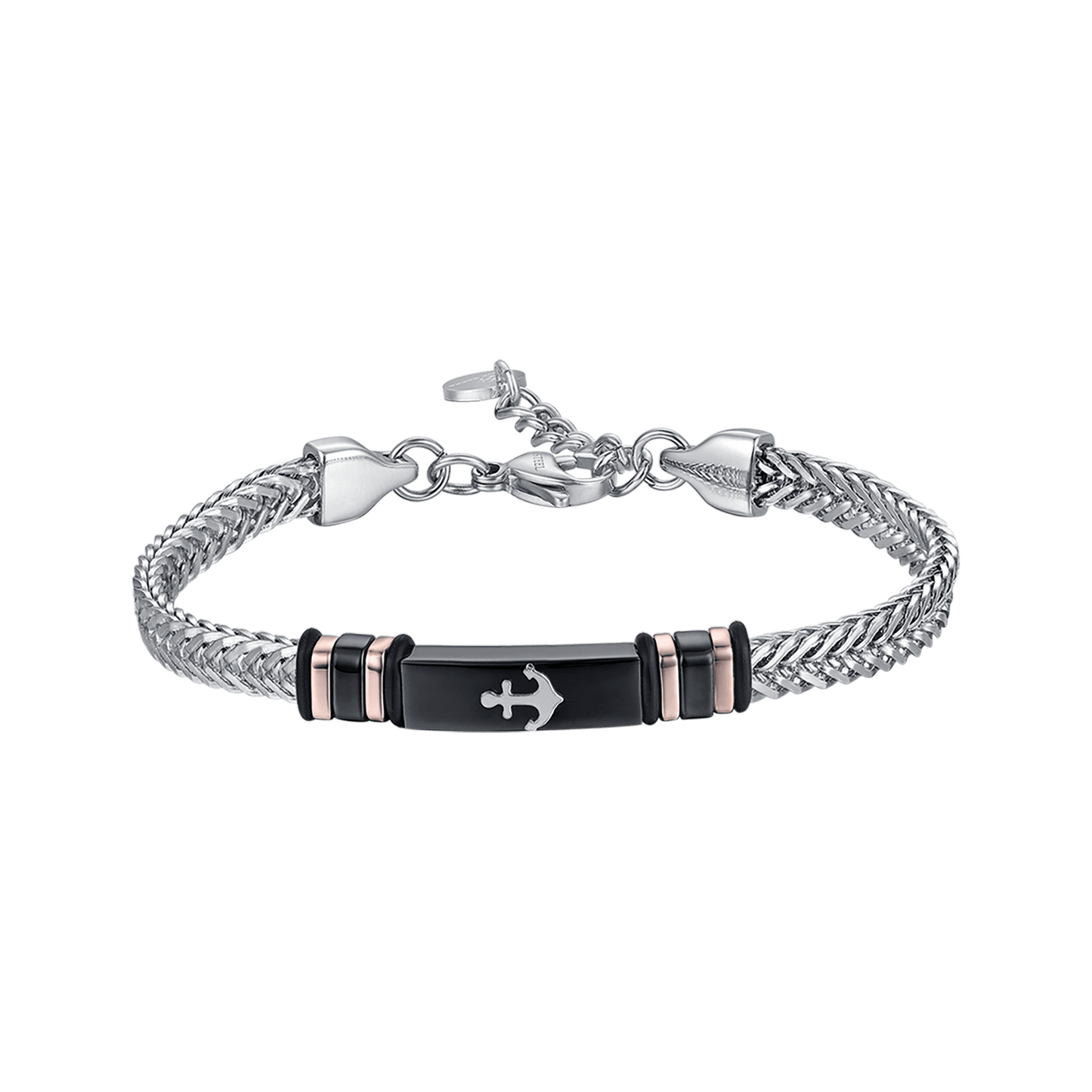 BRAZALETE DE ACERO IP NEGRO PARA HOMBRE CON ANCLA