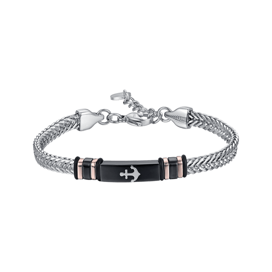 BRAZALETE DE ACERO IP NEGRO PARA HOMBRE CON ANCLA