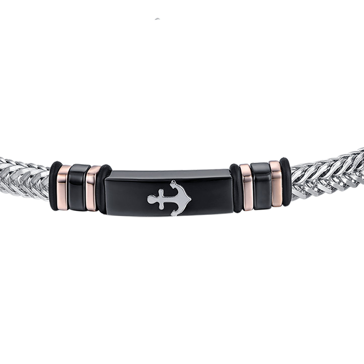 BRAZALETE DE ACERO IP NEGRO PARA HOMBRE CON ANCLA