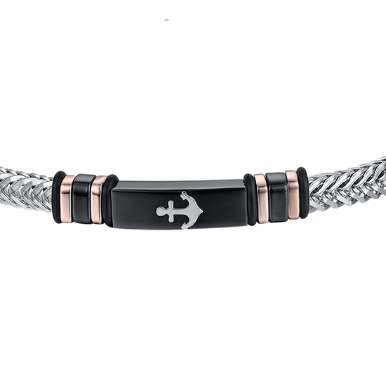 BRAZALETE DE ACERO IP NEGRO PARA HOMBRE CON ANCLA