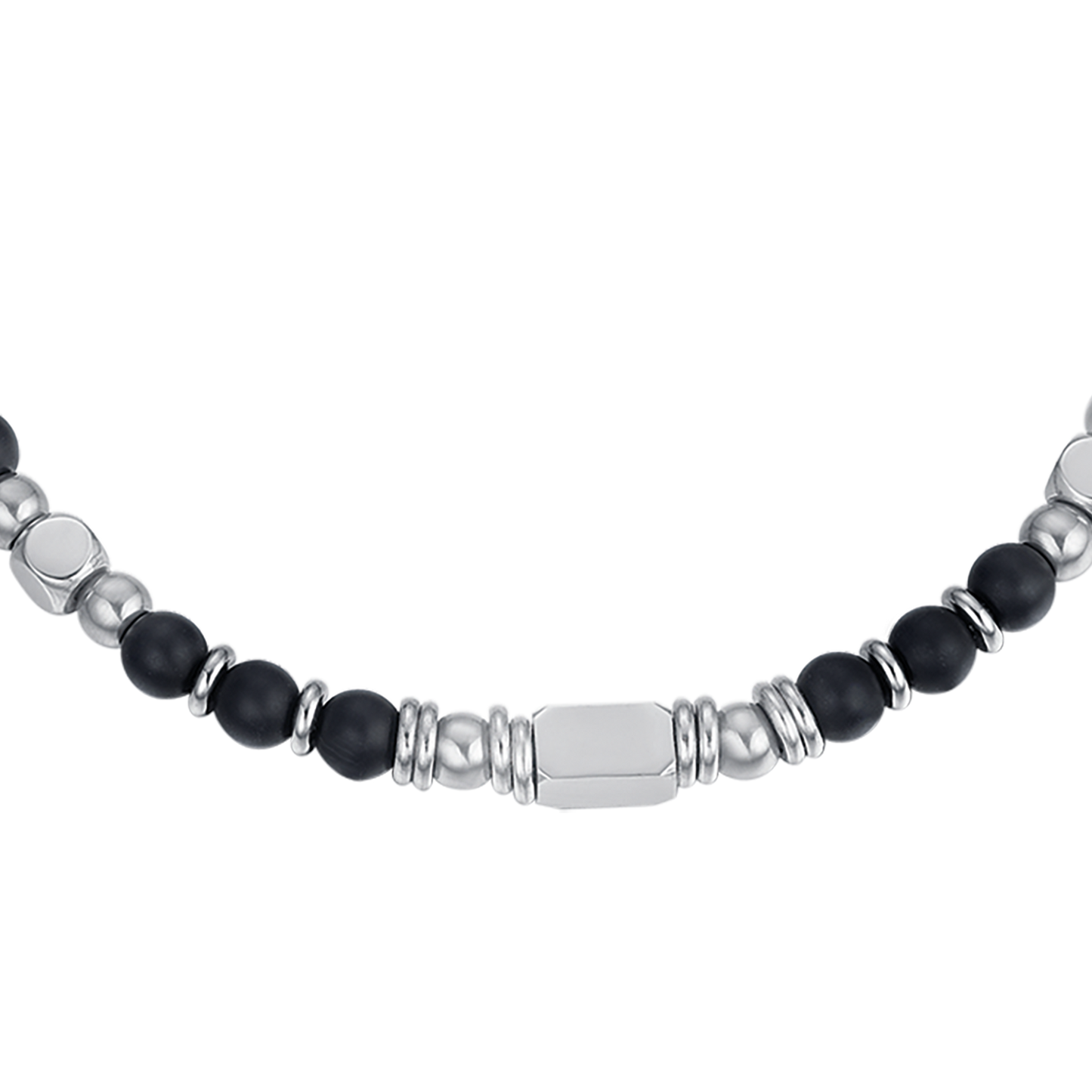 PULSERA DE ACERO PARA HOMBRE CON PIEDRAS DE ÁGATA NEGRA