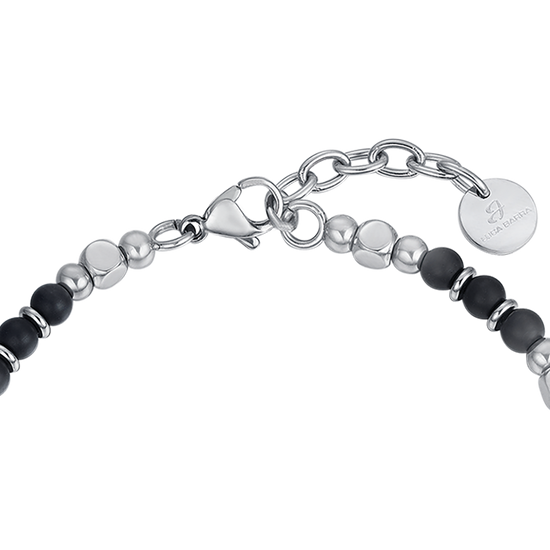 BRAZALETE DE ACERO PARA HOMBRE CON ÁGATA NEGRA