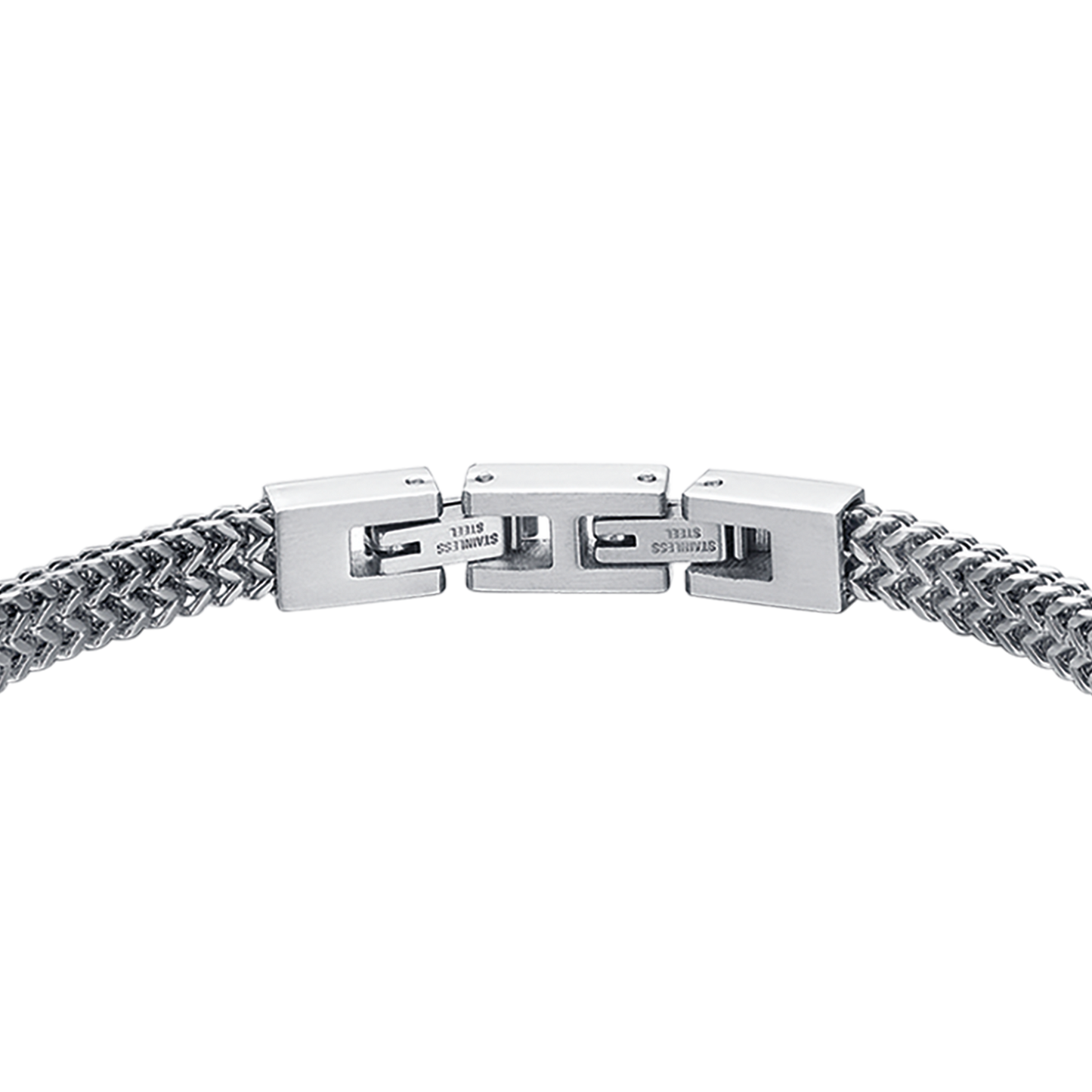 BRAZALETE DE ACERO PARA HOMBRE CON PLACA DE FIBRA DE CARBONO Y ELEMENTO NEGRO