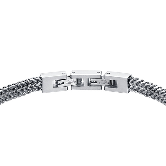 BRAZALETE DE ACERO PARA HOMBRE CON PLACA DE FIBRA DE CARBONO Y ELEMENTO NEGRO