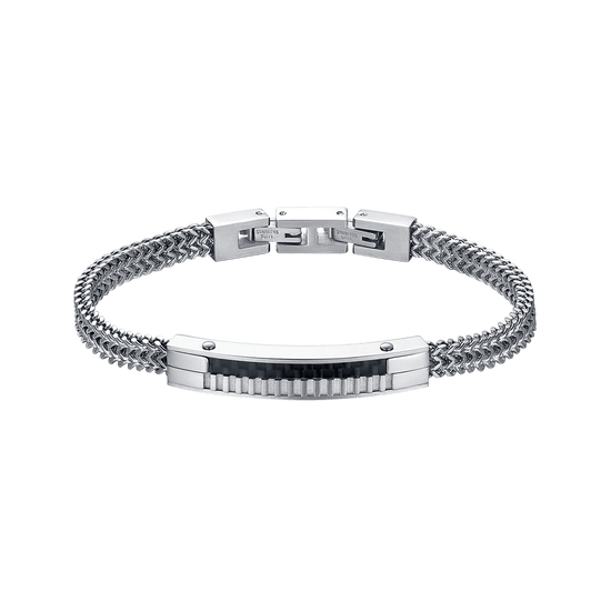 BRAZALETE DE ACERO PARA HOMBRE CON PLACA DE FIBRA DE CARBONO