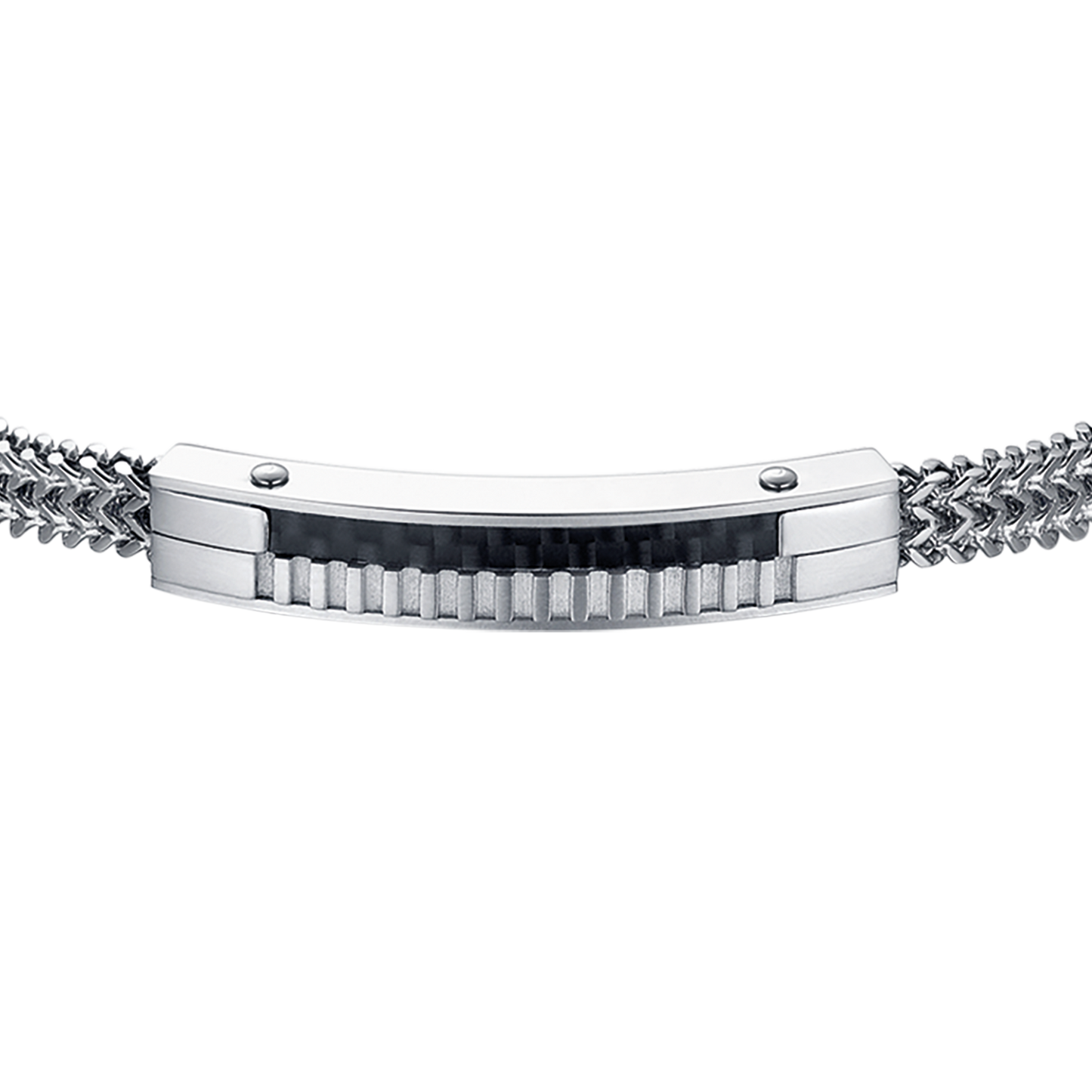 BRAZALETE DE ACERO PARA HOMBRE CON PLACA DE FIBRA DE CARBONO