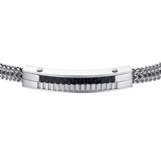 BRAZALETE DE ACERO PARA HOMBRE CON PLACA DE FIBRA DE CARBONO