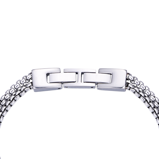BRAZALETE DE ACERO PARA HOMBRE CON ELEMENTOS IP NEGROS Y ROSA DE LOS VIENTOS