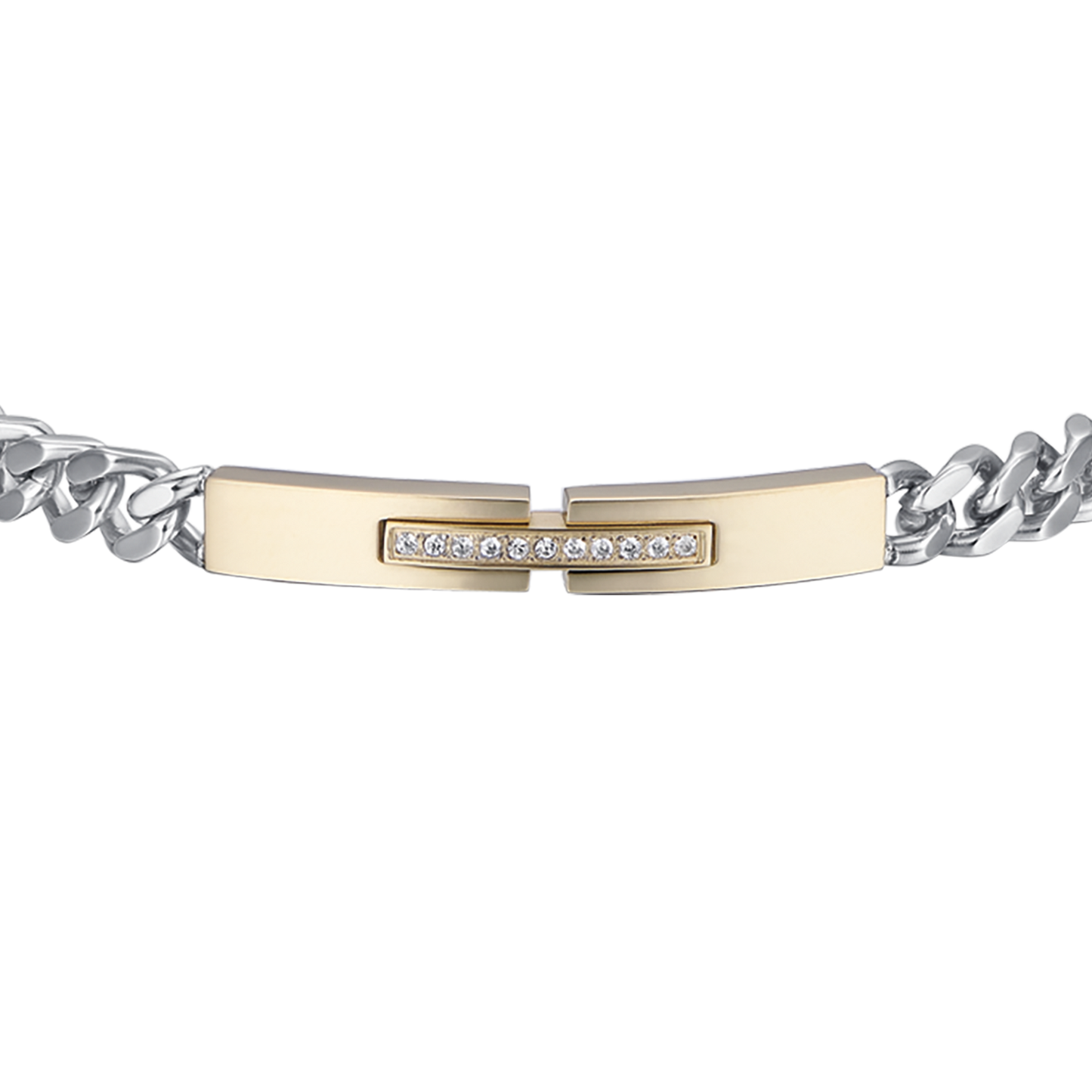 BRAZALETE DE ACERO IP DE HOMBRE CON CRISTALES BLANCOS