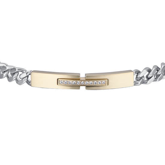 BRAZALETE DE ACERO IP DE HOMBRE CON CRISTALES BLANCOS