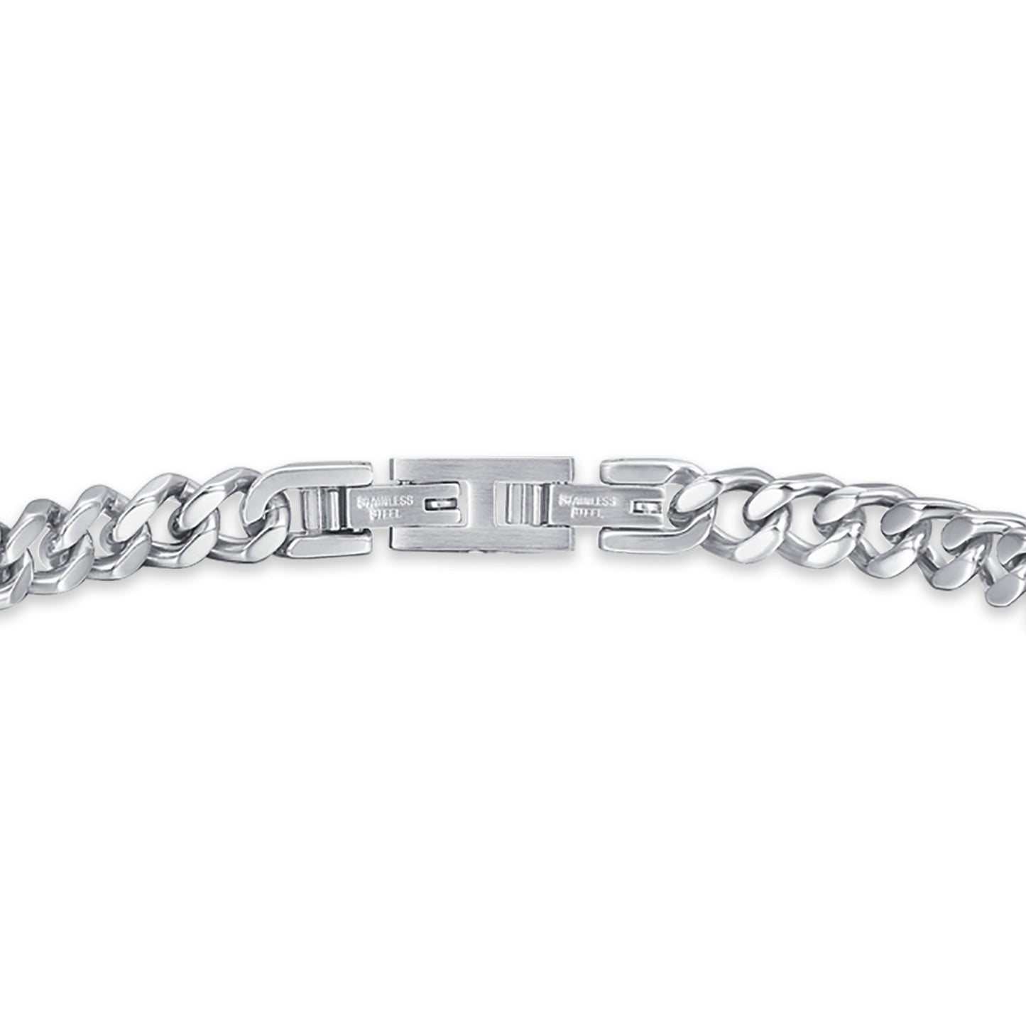 PULSERA DE ACERO PARA HOMBRE CON PLACA Y CRISTALES BLANCOS
