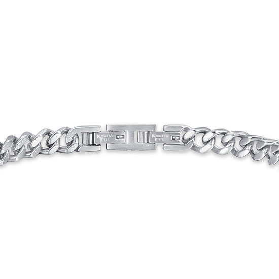 PULSERA DE ACERO PARA HOMBRE CON PLACA Y CRISTALES BLANCOS