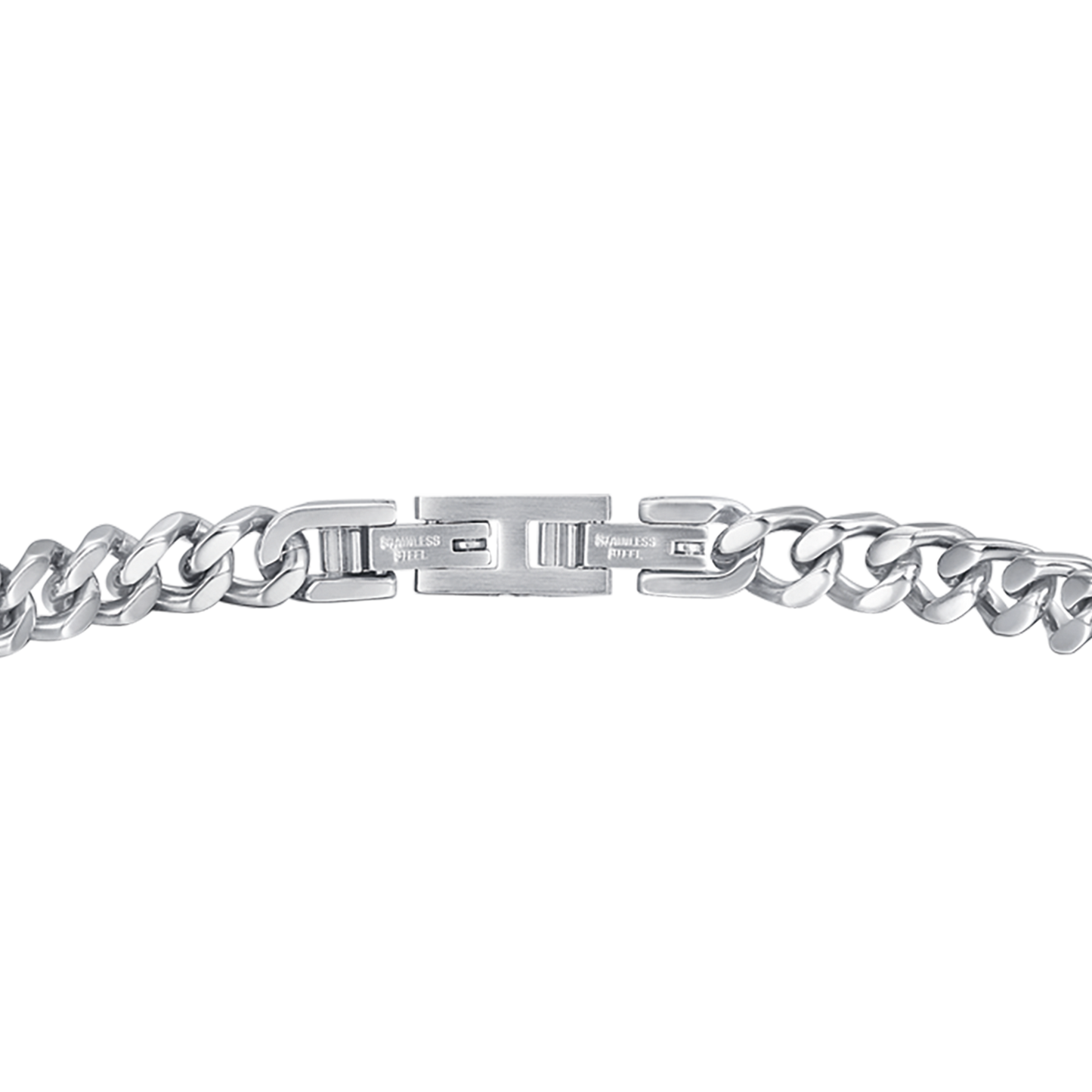 PULSERA DE ACERO PARA HOMBRE CON PLACA Y CRISTALES BLANCOS