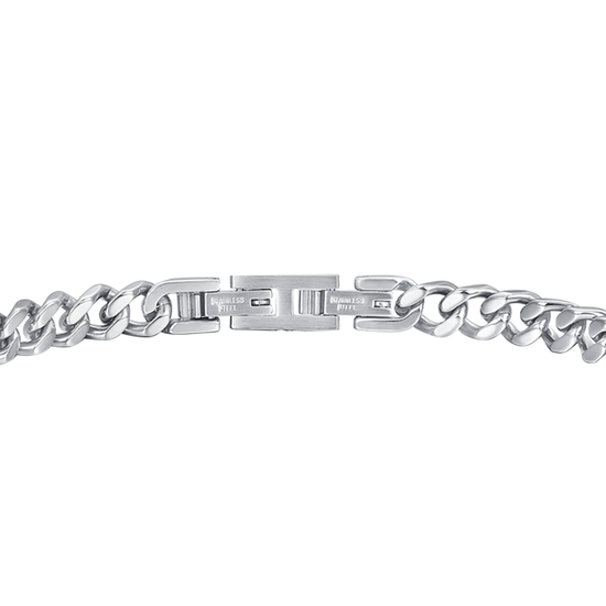 PULSERA DE ACERO PARA HOMBRE CON PLACA Y CRISTALES BLANCOS
