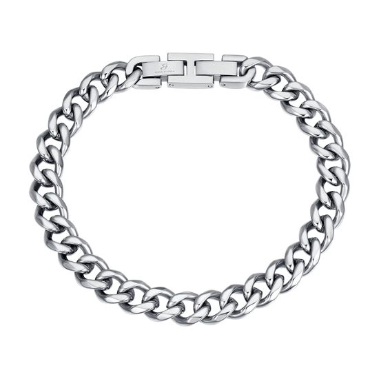 PULSERA DE ACERO CON CADENA DE PLATA PARA HOMBRES