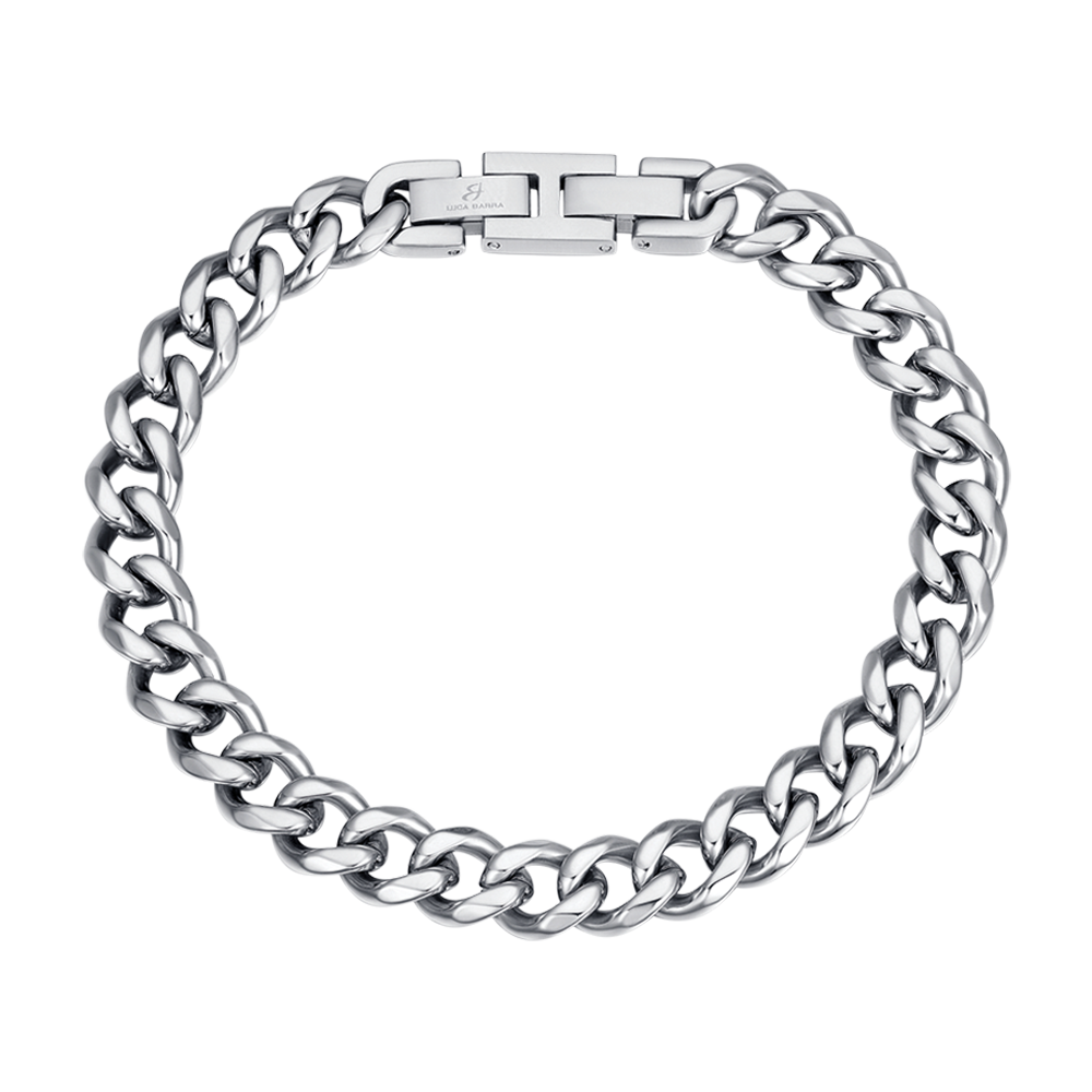 PULSERA DE ACERO CON CADENA DE PLATA PARA HOMBRES
