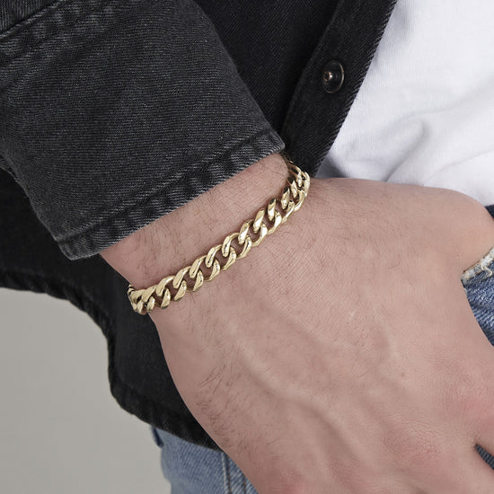 PULSERA DE ACERO CON CADENA DE PLATA PARA HOMBRES
