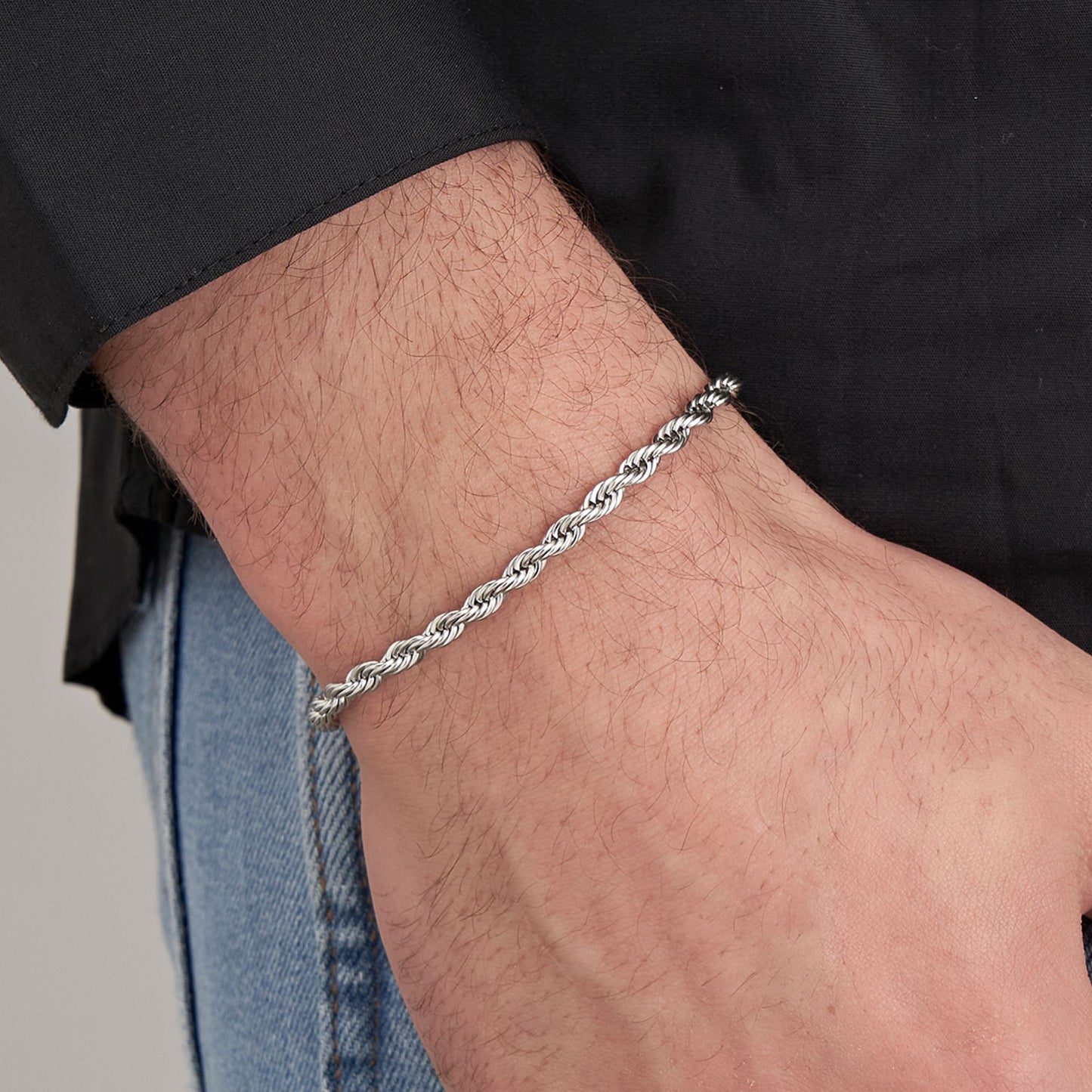 BRAZALETE DE ACERO DE ESLABONES FINOS PARA HOMBRE