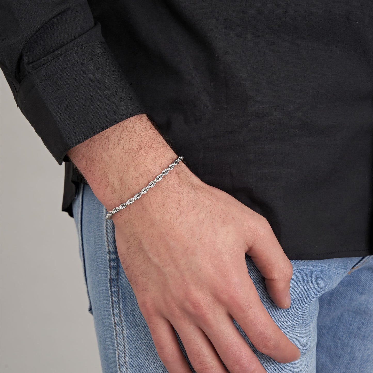 BRAZALETE DE ACERO DE ESLABONES FINOS PARA HOMBRE