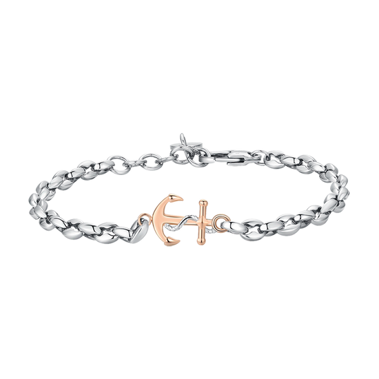 PULSERA DE ACERO PARA HOMBRE CON ANCLA ROSA IP