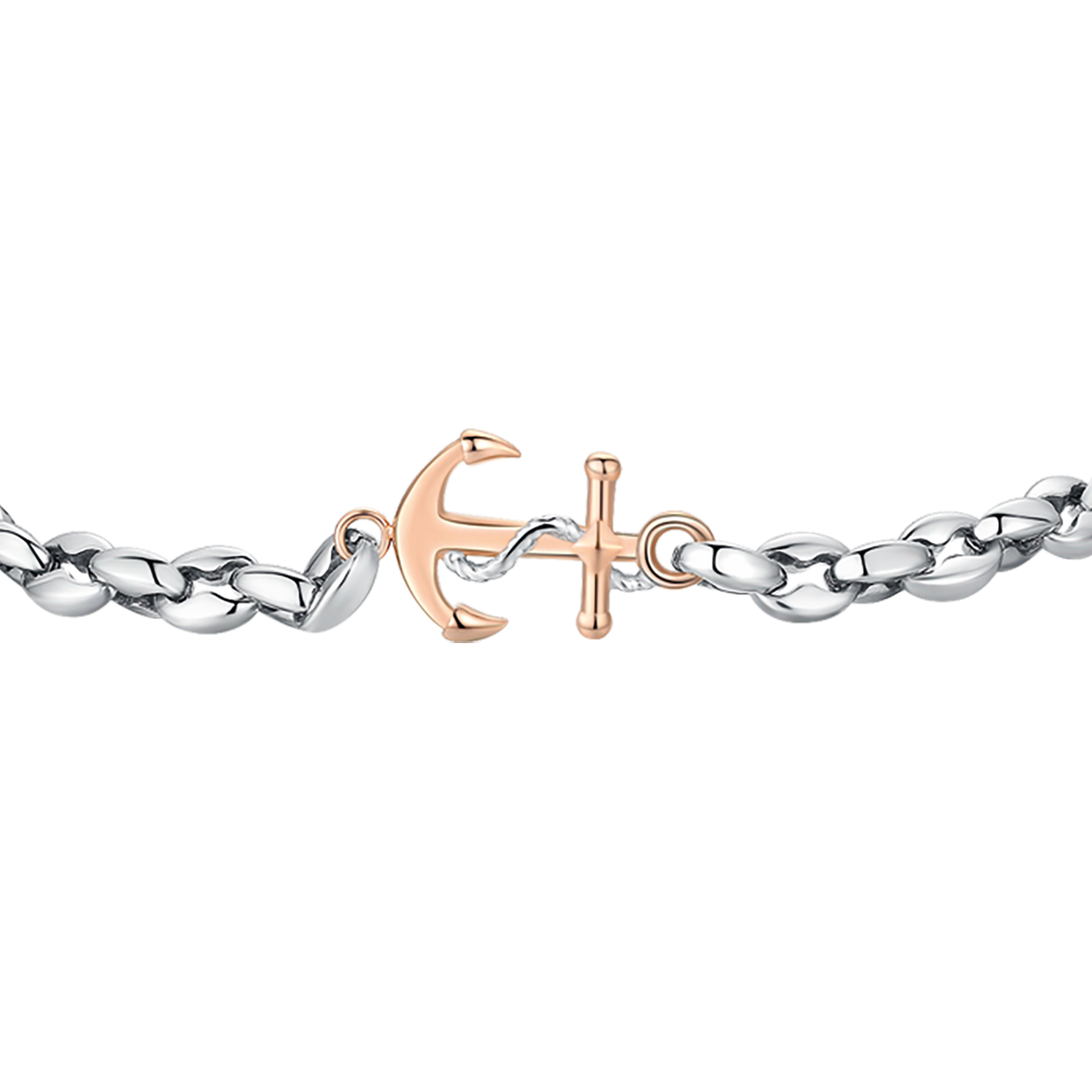 PULSERA DE ACERO PARA HOMBRE CON ANCLA ROSA IP