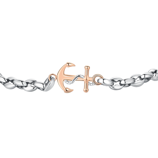PULSERA DE ACERO PARA HOMBRE CON ANCLA ROSA IP