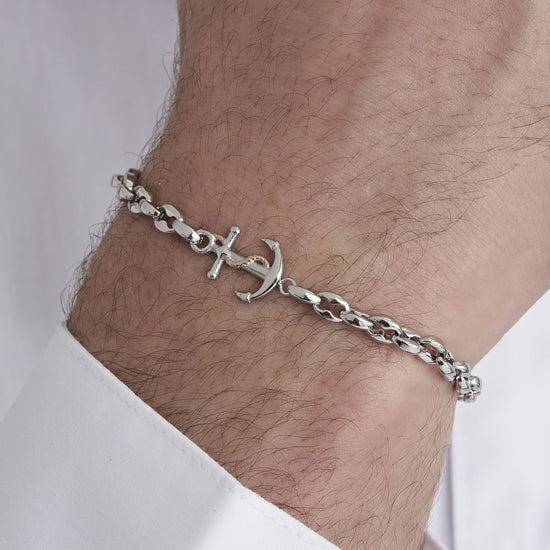 PULSERA DE ACERO PARA HOMBRE CON ANCLA Luca Barra