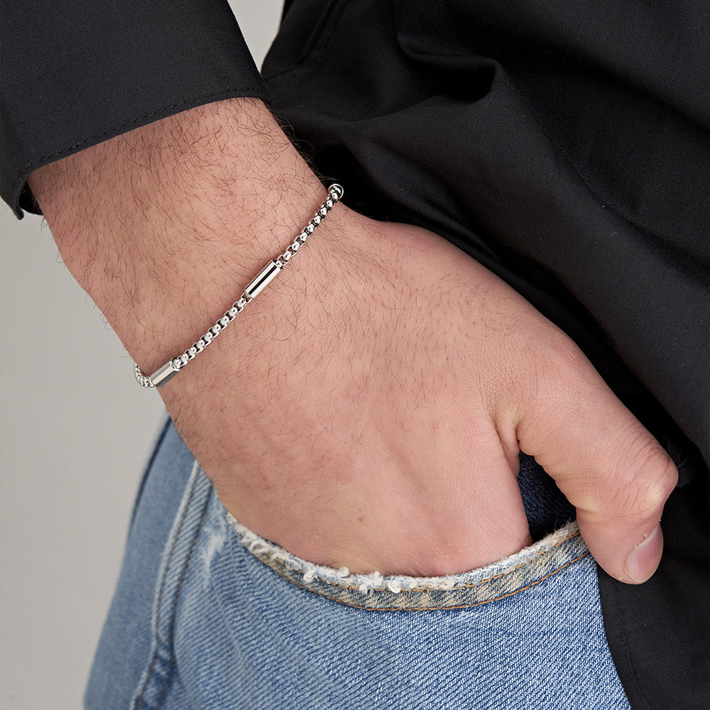 BRAZALETE DE ACERO PARA HOMBRE CON ELEMENTOS DE ACERO