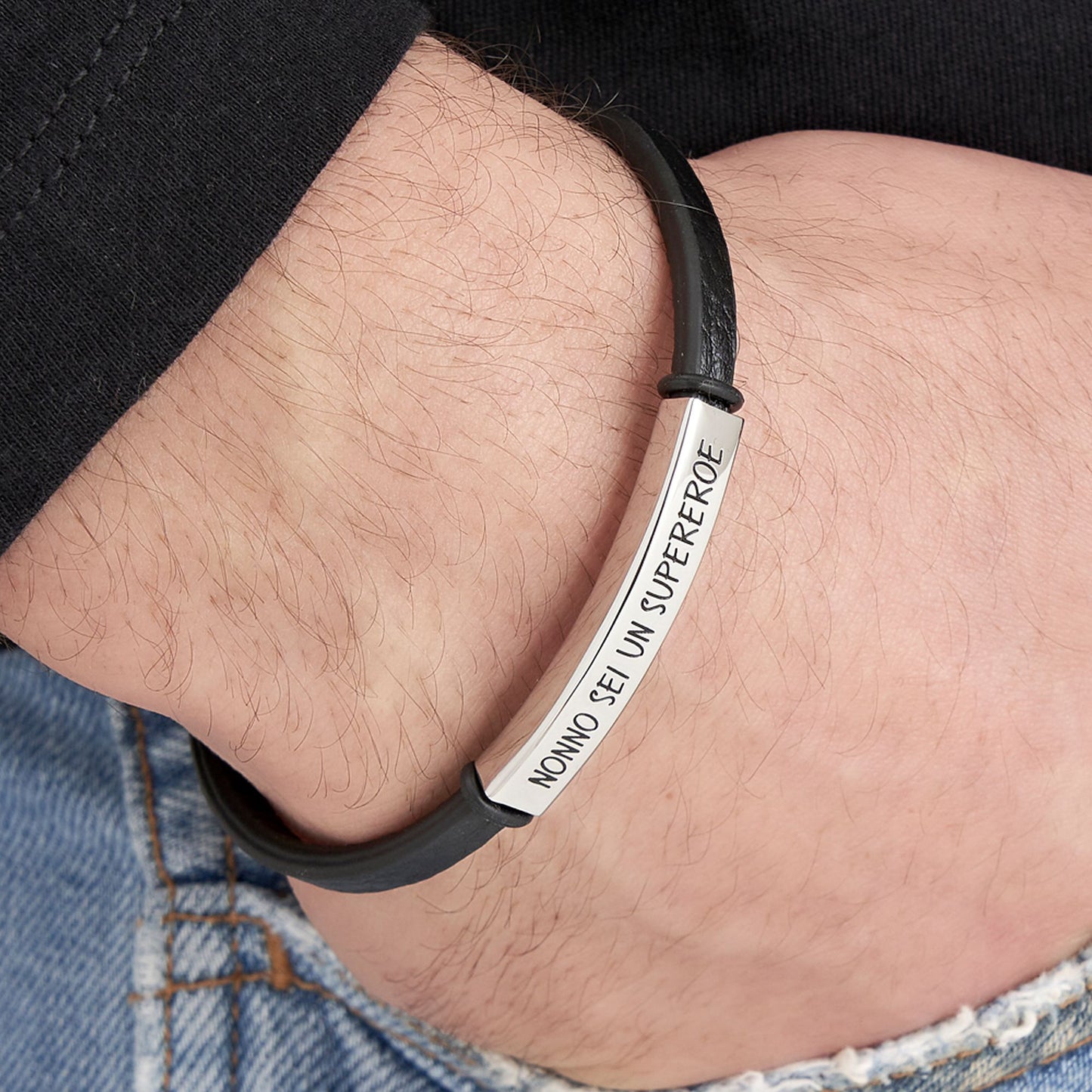 PULSERA DE ACERO PARA HOMBRE ABUELO ERES UN SUPERHÉROE