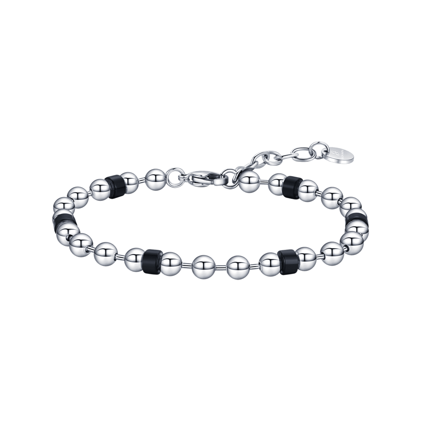 PULSERA DE ACERO PARA HOMBRE CON ELEMENTOS NEGROS Luca Barra