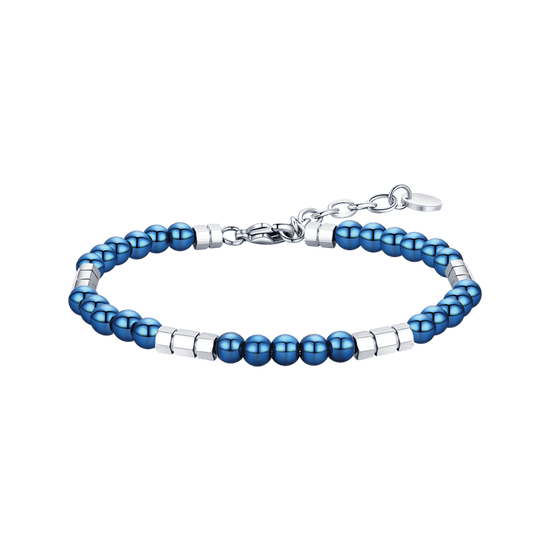 PULSERA DE ACERO PARA HOMBRE CON PIEDRAS AZULES Y ELEMENTOS DE ACERO Luca Barra