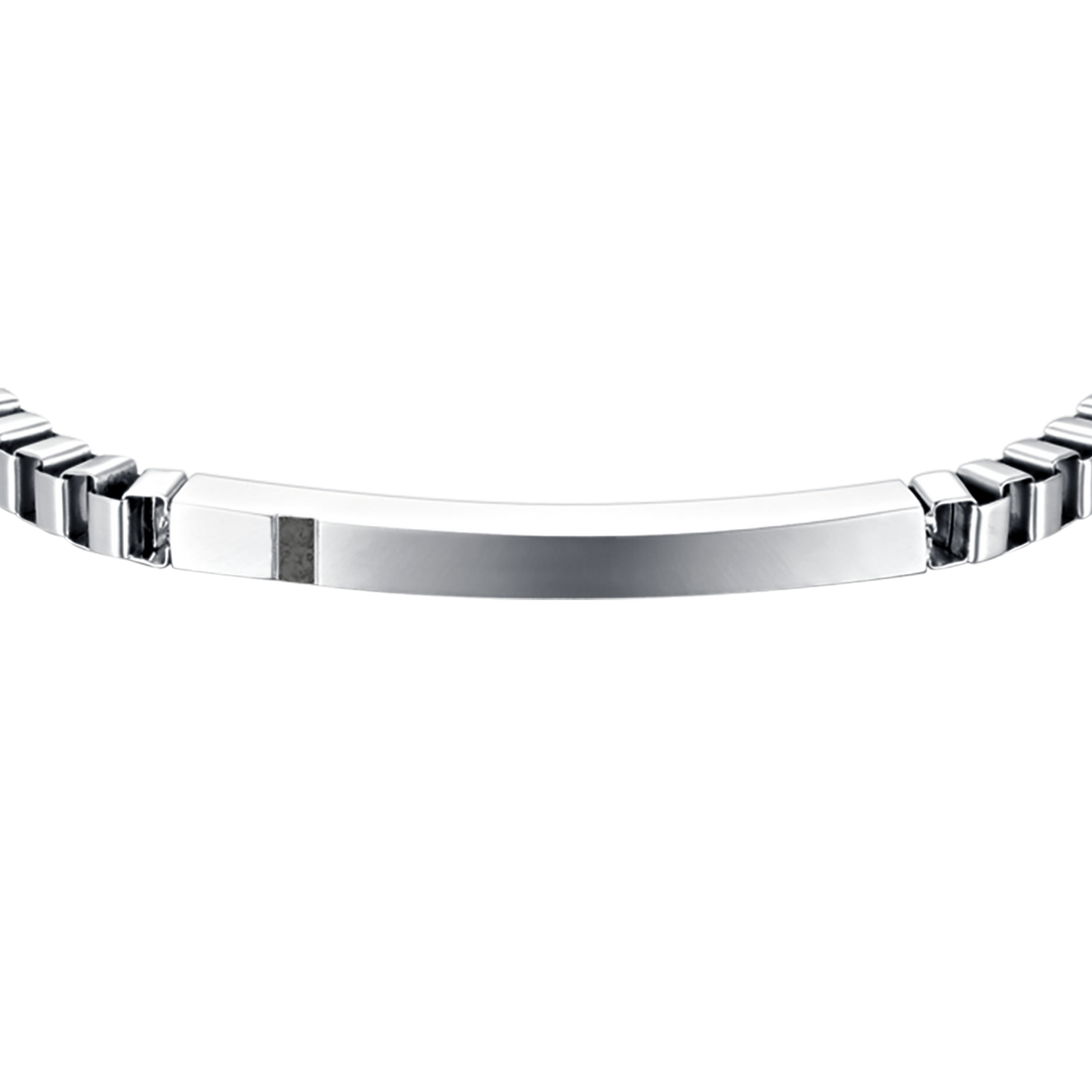 PULSERA DE ACERO PARA HOMBRE CON PLACA NEGRA Y CRISTALES